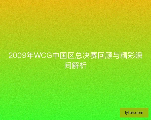 2009年WCG中国区总决赛回顾与精彩瞬间解析
